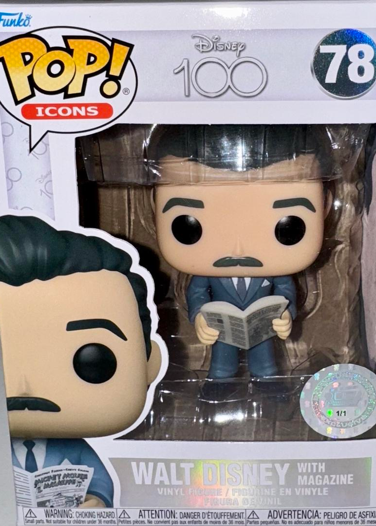 Walt Disney Funko Pop Icons Tone Rodriguez Artwork Sig Series #78 Limited "Walt w/Magazine" - 1 of 1